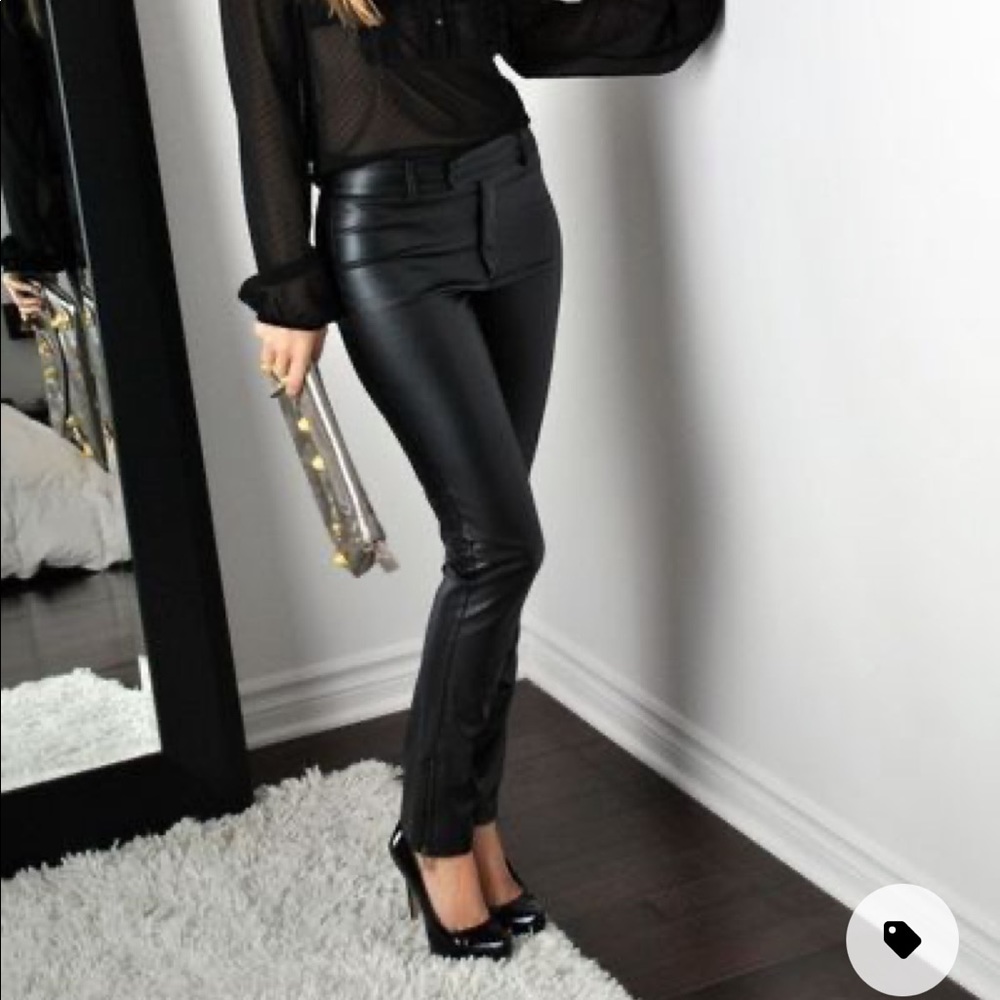 Express leather skinny jeans